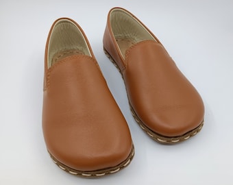 Barefoot Tan Leather Loafers: Wide Toe Box Moccasins