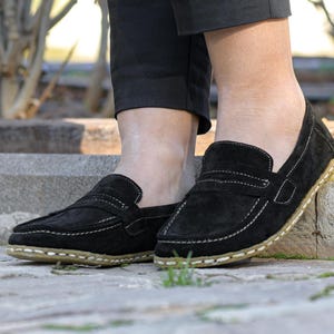 Womens Copper Grounding Shoes, Barefoot Earthing Wide Toe Box Shoe, Zero Drop Leather Sole