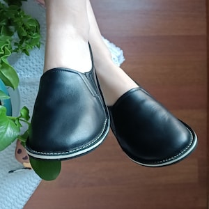 Barefoot Black Shoes Women, Minimalist Black Loafers, Rubber Sole Moccasins, Wide Toe Box Comfy Slip On, Christmas Gift For Her,