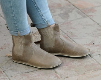 Handmade Leather Barefoot Chelsea Boots, Wide Toe Winter Ankle Boot