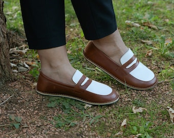 Handmade Leather Barefoot Loafers: Wide Toe Box Zero Drop Shoes