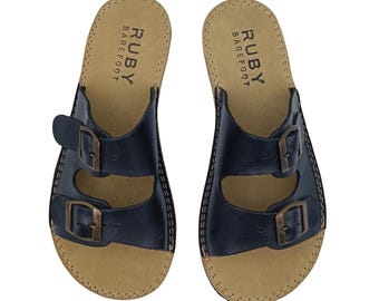 Black Barefoot Slippers, Sustainable Barefoot Beach Slipper, Wide Slipper For Women