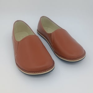 Minimalist Leather Barefoot Shoes: Brown Moccasins with Wide Toe Box
