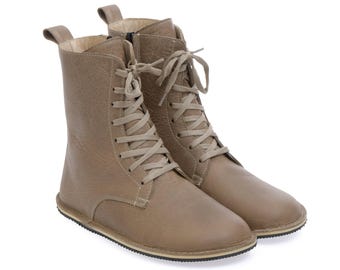 Ubuy Floopi Womens Winter Boots Handmade Leather Barefoot Boots