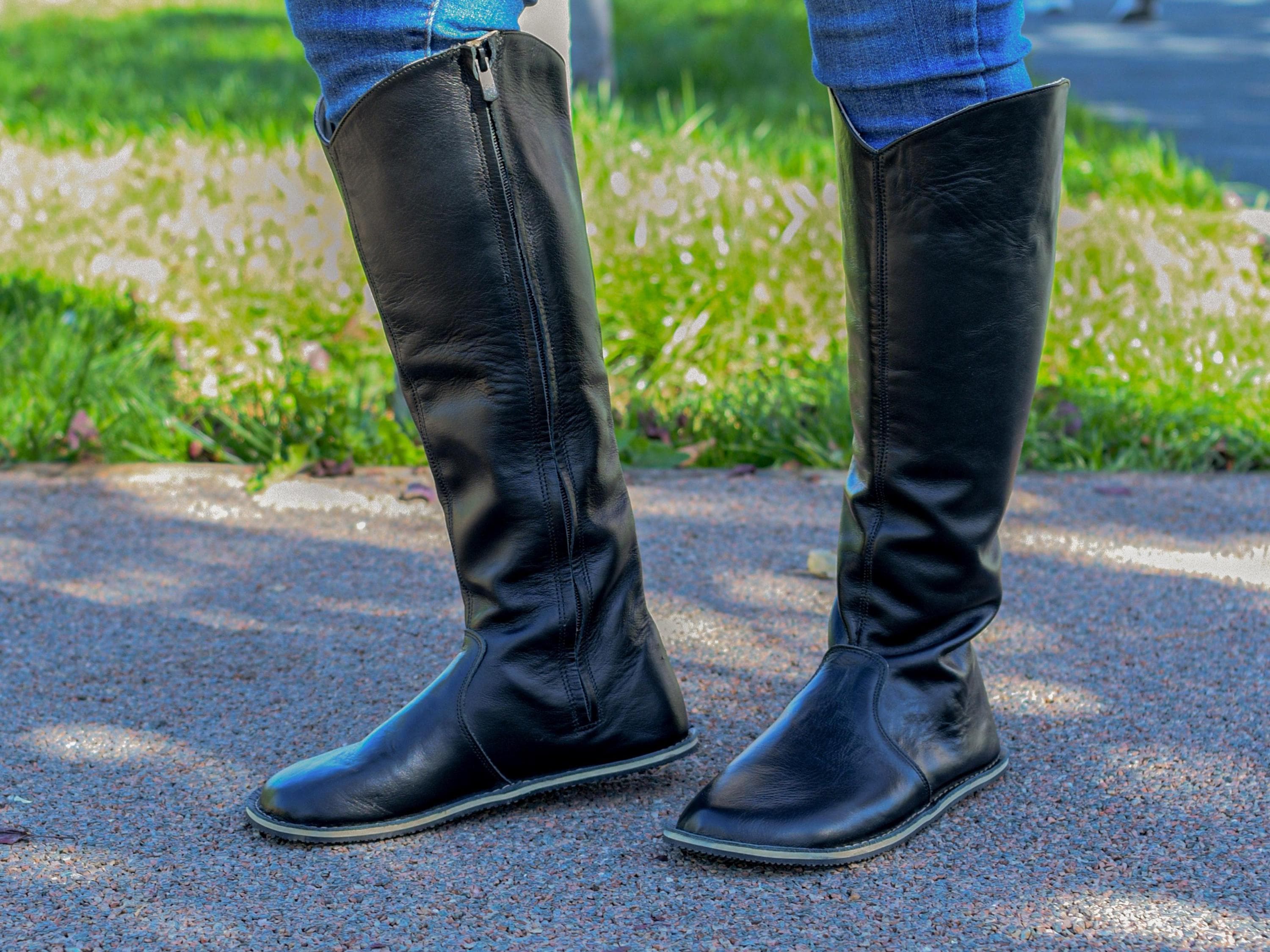Classic Black Leather Boots with Brown Sole Sajan Brown Leather Boots | ALOHAS main image 4