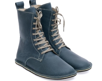 Handmade Zero Drop Leather Boots: Wide Toe, Barefoot Winter Boots