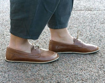 Barefoot Shoes Women, Wide Toe Box Minimalist Shoe, Zero Drop Sole, Brown Leather Loafers