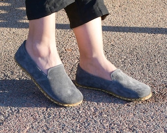 Grounding Barefoot Shoes Womens Minimalist Suede Genuine Leather Turkish Yemeni