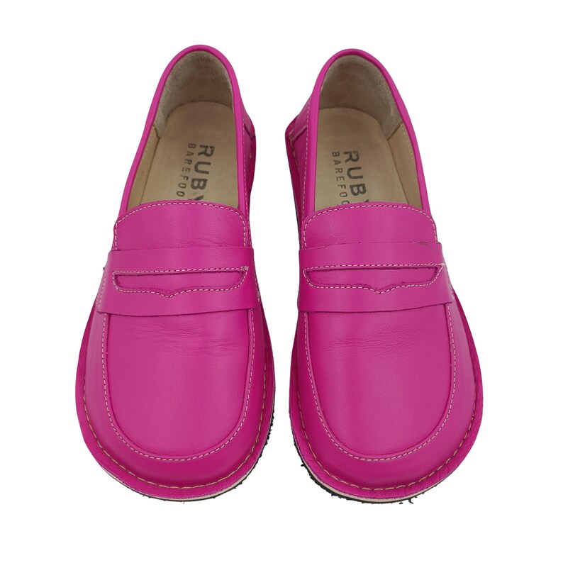 Mocassins minimalistes en cuir rose : chaussures faites main à semelle plate et minimalistes image 14