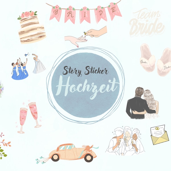 120+ Story Instagram Sticker + Karten Sticker | Hochzeit | Junggesellenabschied | Team Bride | Wedding | DIGITAL DOWNLOAD