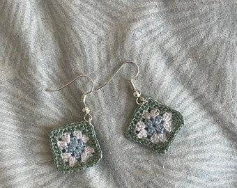 Granny Square Handmade Crochet Earrings | Now available as clip ons!