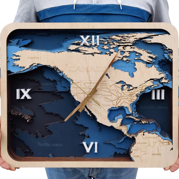 World Map Wall Clock Etsy