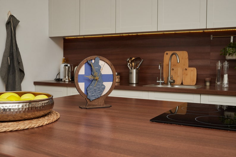 Wood Finland Map Clock, Perfect Gift for Wedding, New Apartment