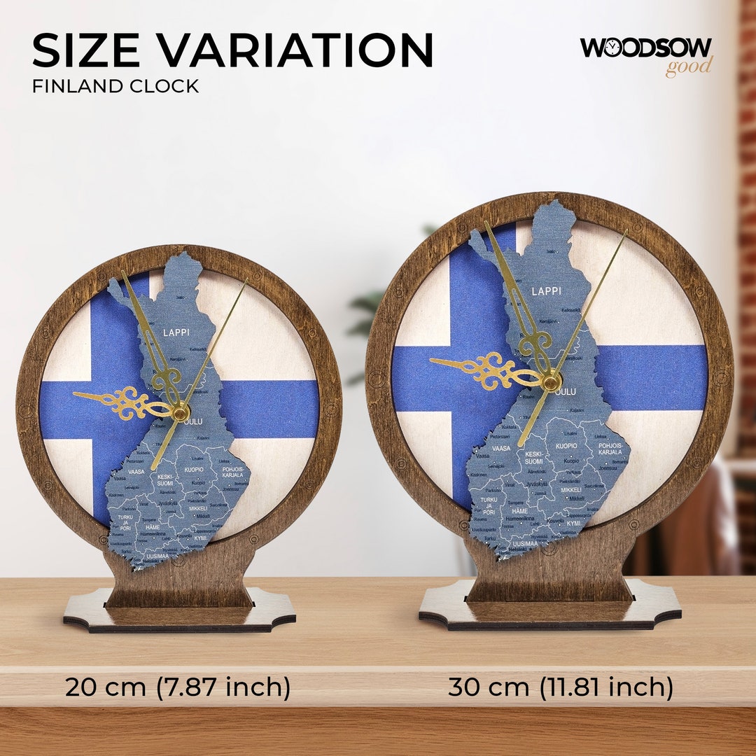 Wood Finland Map Clock, Perfect Gift for Wedding, New Apartment