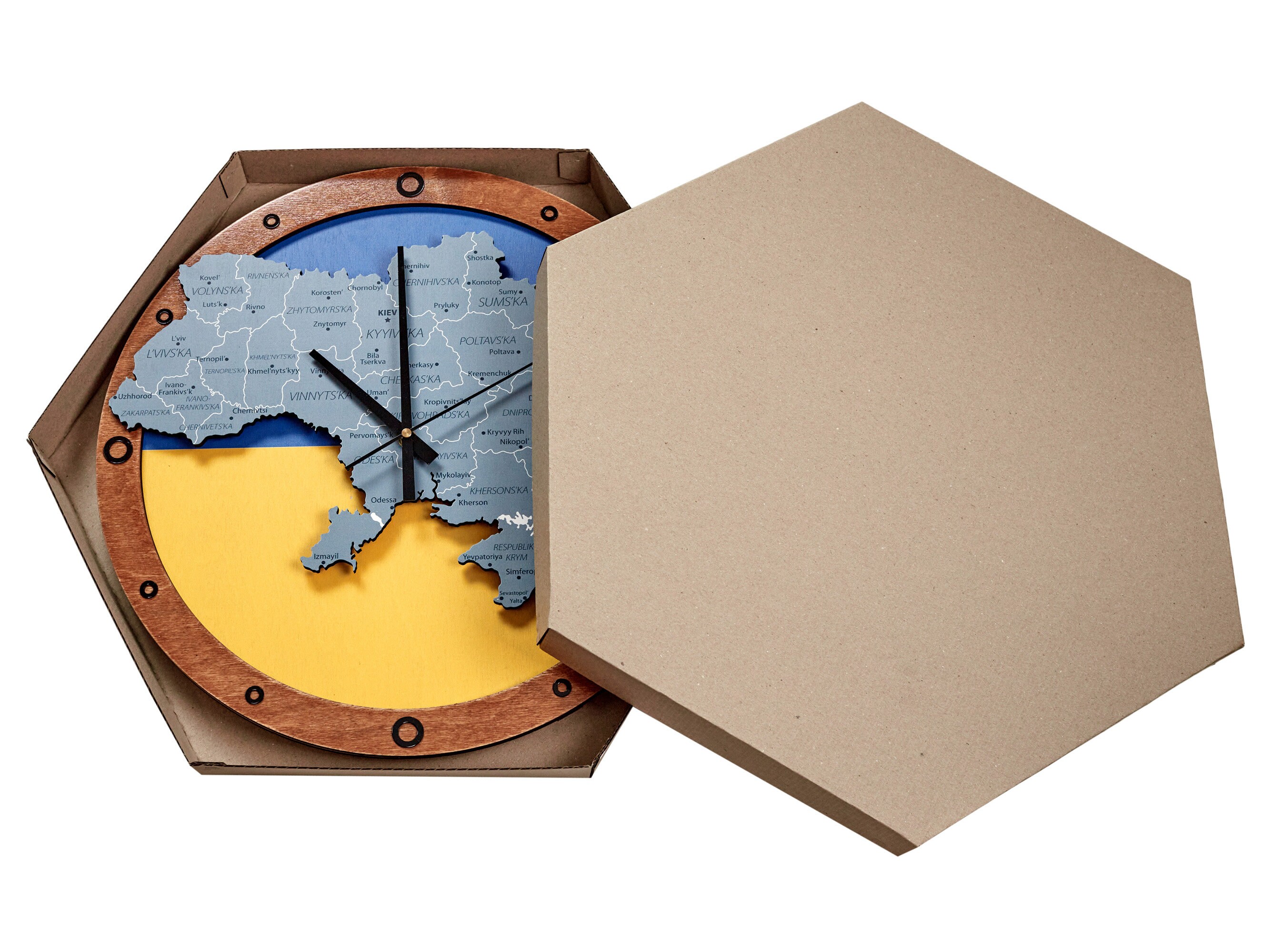 Ukrainian Clocks, Map Clock, Wall Clock, 3d Clock, Desk Clock, Wooden