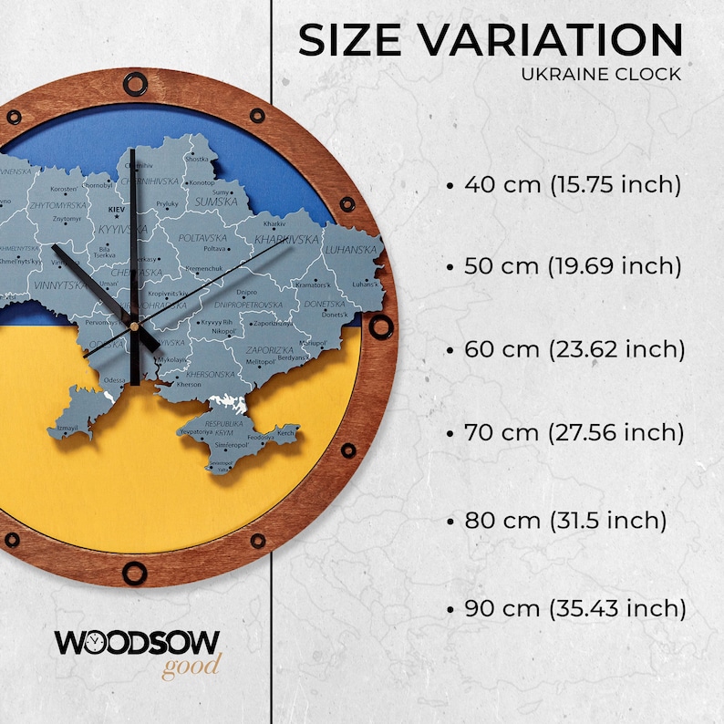 Map Wall Clocks, Ukrainian Clocks, Gift of Ukraine, Silent Wall Clock