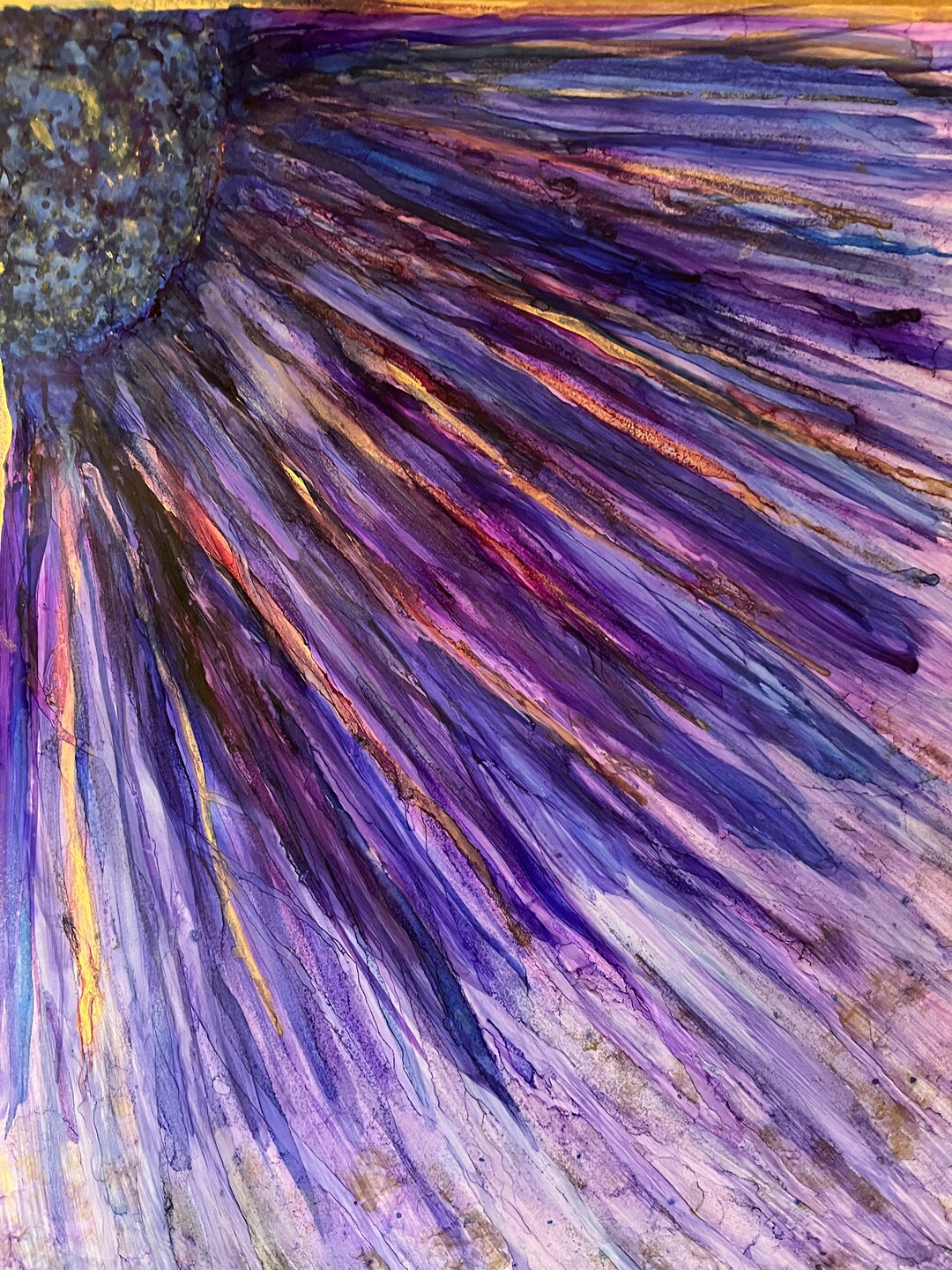 Abstract Purple Flower Artwork, Impressionist Art, Colorful Watercolor Painting, 11x14 Giclee