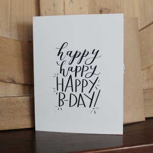 Happy, Happy, Happy Birthday Hand-lettered Greeting Card