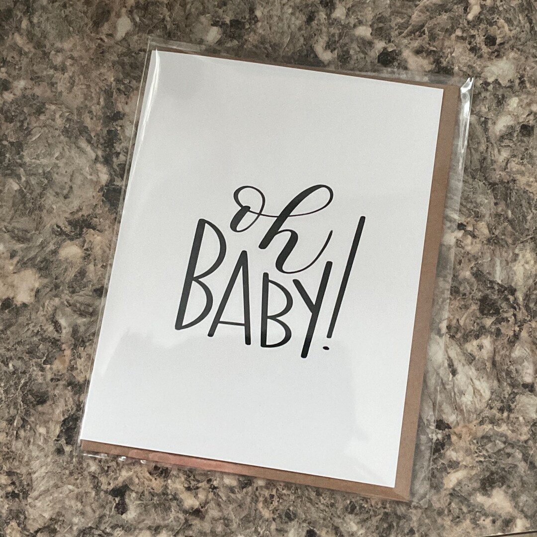 Oh Baby! Hand-lettered Greeting Card New Baby Baby Shower Greeting Card ...