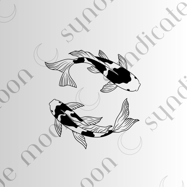 Koi Fish Yin Yang SVG / PNG File Digital Download