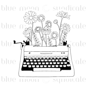 Flowering Typewriter Clip Art SVG / PNG File Digital Download