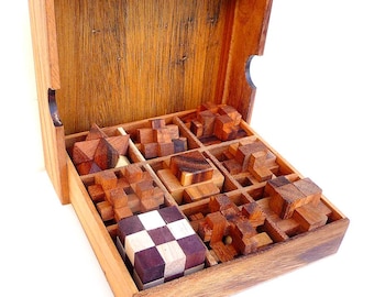 Wooden set 9 in 1 box- Mixed Difficulties - Brain Teasers Set - Leonardo da Vinci Collection