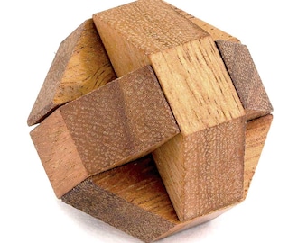 Hexagon - 3D Houten Puzzel - Moeilijkheidsgraad 3/6 Moeilijk - Leonardo da Vinci Collectie