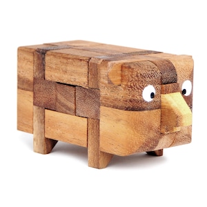 Piggy - 3D Brain Teaser in Fine Wood - Difficulty 3/6 Hard - Leonardo da Vinci Collection