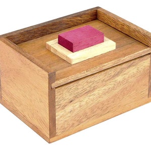 Hidden Red Stone - 2 Puzzles in 1 - Brain Teaser in Fine Wood - Leonardo da Vinci Collection