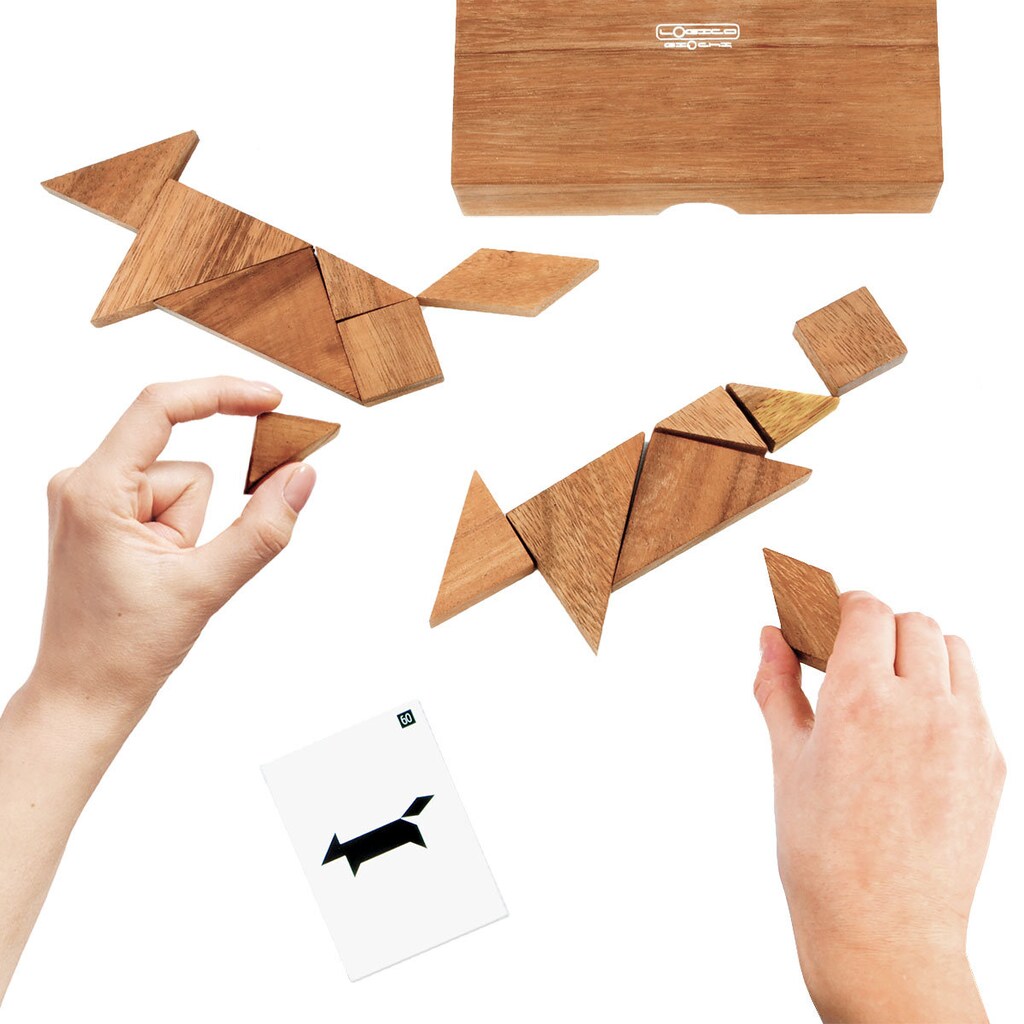 LEDELIRANT Tangram Gioco Rompicapo In Legno Di Acacia – 170 Figure, Da 6 Anni, Scatola Richiudibile, Eco-responsabile