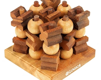 Tic-Tac-Toe 3D - Holz Spiel - Strategiespiel - Brettspiele aus Edlem Holz