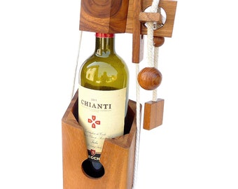 Not For Alcoholics - Wooden Brain Teaser - Wine Bottle Puzzle - Difficulty 3/6 Hard - Leonardo da Vinci Collection