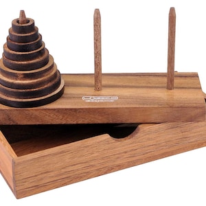 Tower of Hanoi - Wooden Brain Teaser in Fine Wood - 9 Discs - Orient Express Series