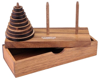 Tower of Hanoi - Wooden Brain Teaser in Fine Wood - 9 Discs - Orient Express Series