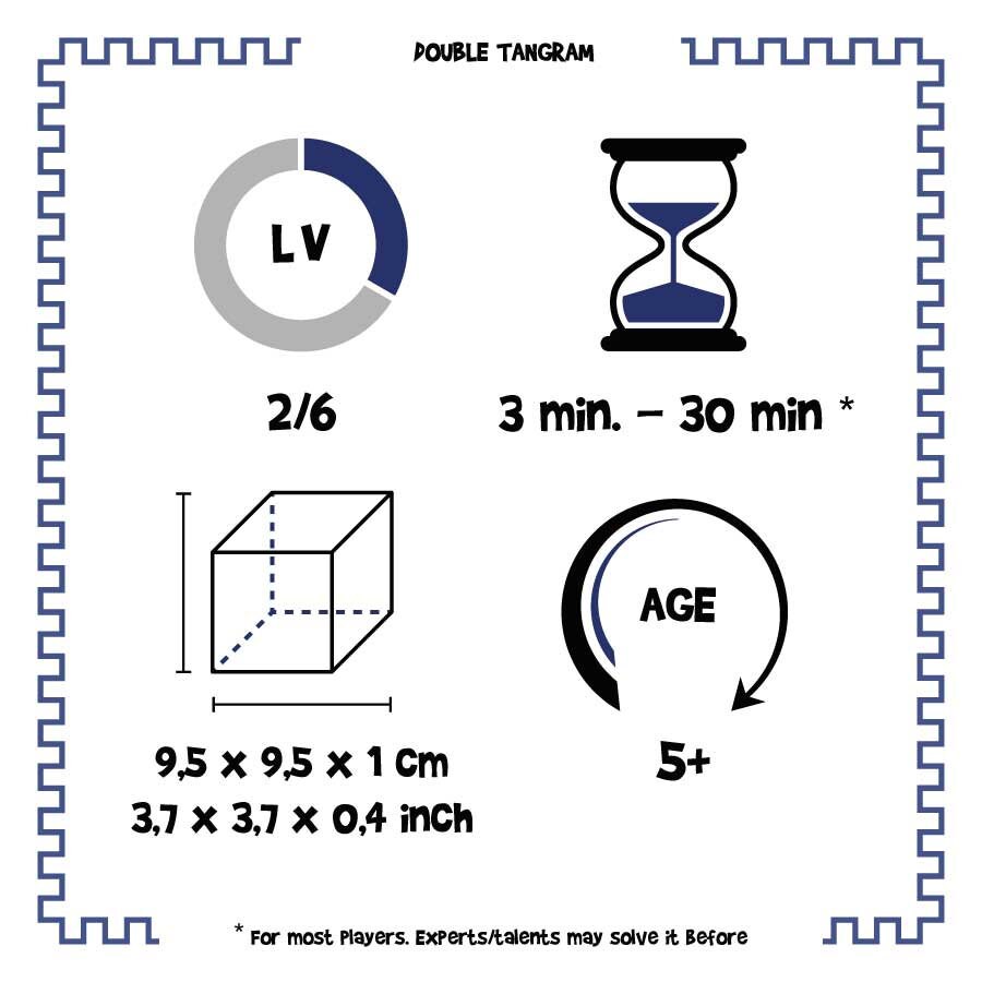 Double Tangram - Wooden Brain Teaser - 65 Puzzles in 1