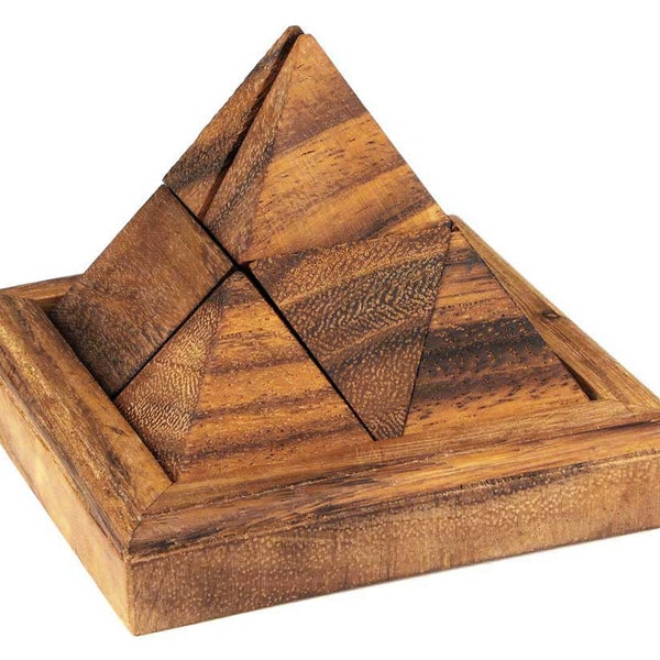 Pyramid 9 Pcs - 3D Wooden Brain Teaser - Difficulty 3/6 Hard - Leonardo da Vinci Collection