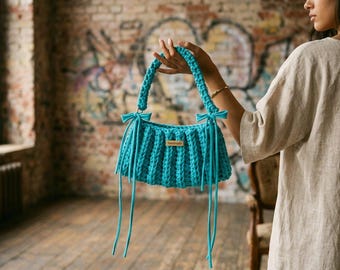 Crochet Pattern Baguette Bag · Chunky T-Shirt Yarn Bag · Beginner-Friendly