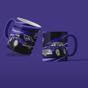The Perfect Blend: Enjoy Your Morning Drive with a White Ceramic Mug Featuring our #1 PhatCarz Ford Td Cortina Design