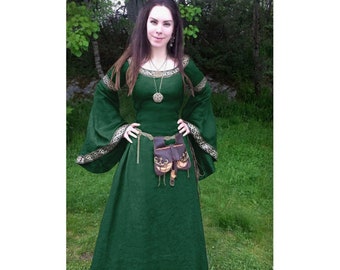 Retro Long Renaissance Dress Costume Long sleeve Linen dress Green dress Long dress Modest dress, Gothic dress, Autumn dress, Regency Dress