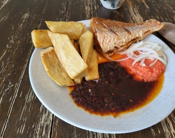 Salsa de pimienta SHITO/Ghana. Deliciosa Salsa Picante, base de camarones y pescado. Hace que cada comida sepa mejor. Condimento de mariscos. Salsa de chile.