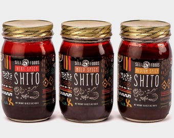 SHITO 3 niveles de picante, elige uno: Salsa de pimienta de Ghana. Deliciosa salsa picante. Mejora el sabor de cualquier comida. Condimento para mariscos. Salsa de chile.