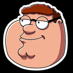 Peter Griffin - Pegatina troquelada de solo la cabeza