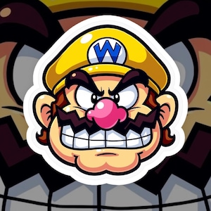 Wario - Nur Kopf gestanzter Aufkleber