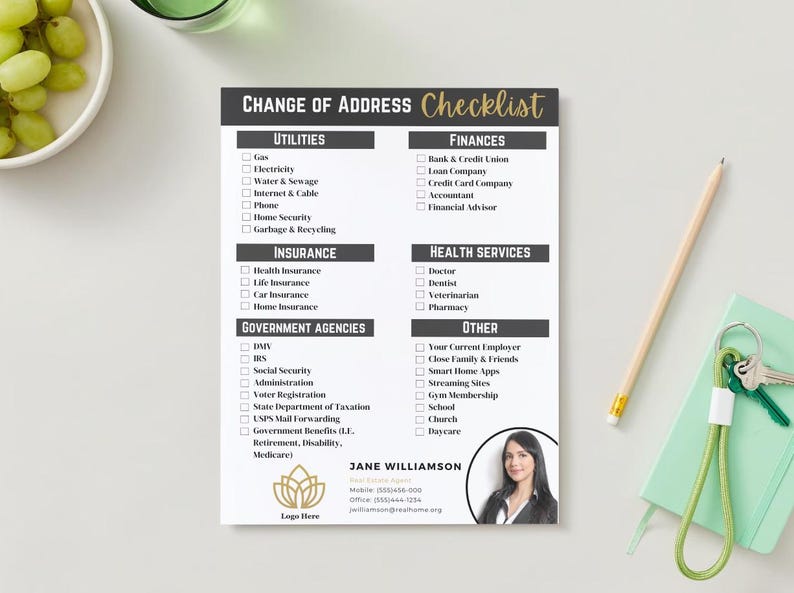 Change of Address Checklist Real Estate Flyer Checklist for Real Estate ...