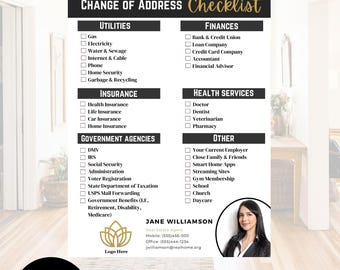 Change of Address Checklist Real Estate Flyer Checklist for Real Estate Home Buyer Checklist Home Buyer Packet Realtor Moving Checklist