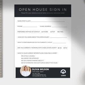Open House Sign in Sheet Editable Template | Real Estate Marketing ...
