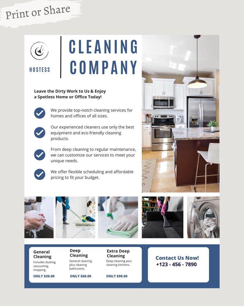 Flyer Kitchen Clean Cleaning Business Service Flyer, DIY Flyer Template Design, Cleaning ...