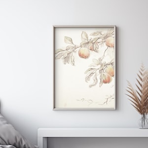 Vintage Apple Botanical Illustration Art Print, Fruit Wall Decor, Rustic Farmhouse Wall Art, Kitchen Art Print, Botanical Art Poster