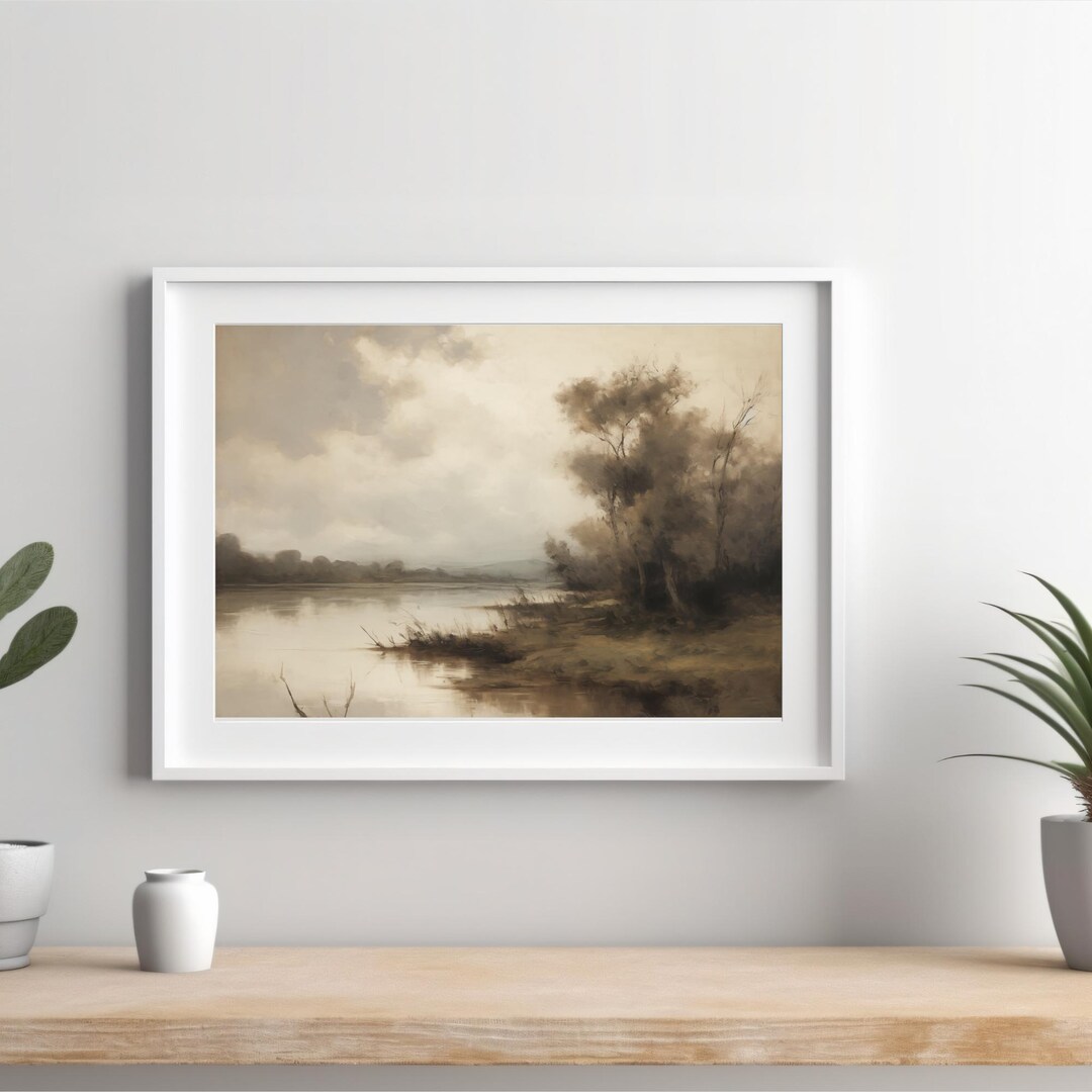 Serene Landscape Art Print, Landscape Painting, Tranquil Nature Wall ...