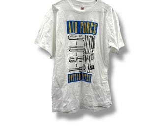 Nike Vintage Air Force Graphic T-Shirt Men's Large White USA Made 90s Tee
